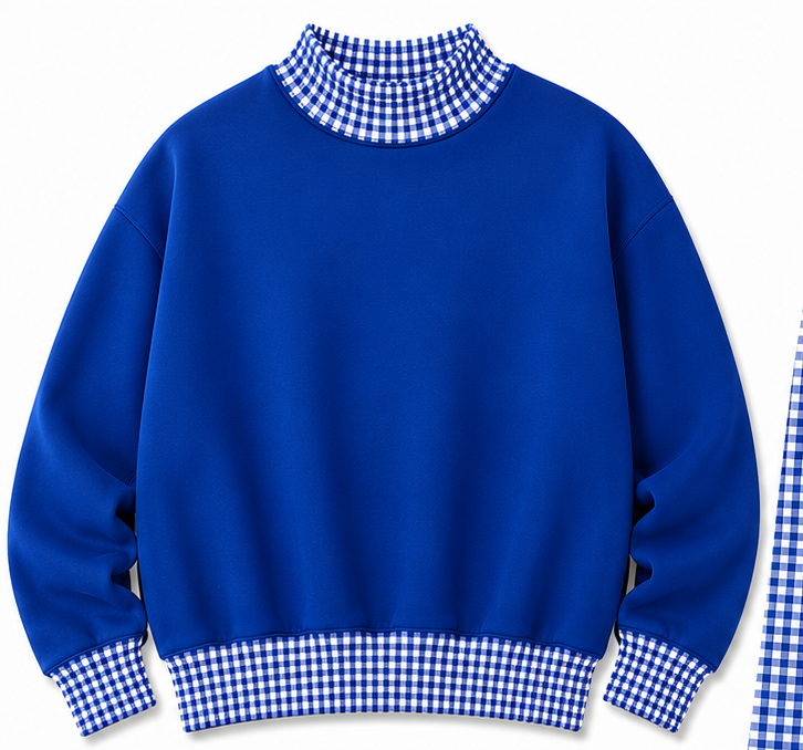 Gingham Mock Neck
