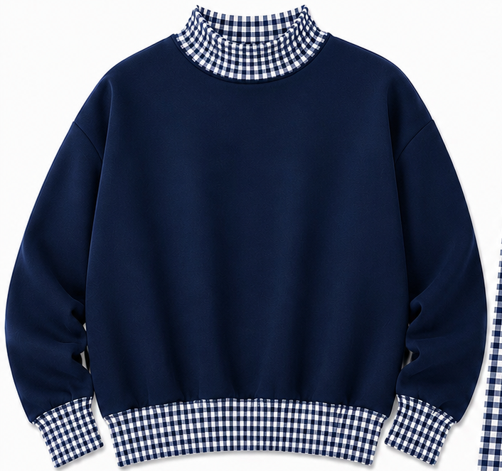 Gingham Mock Neck