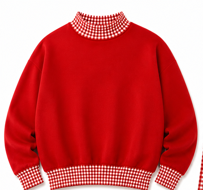 Gingham Mock Neck