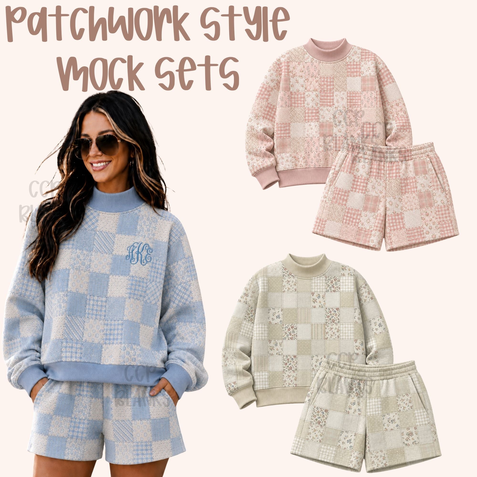 Patchwork Mockneck Sets