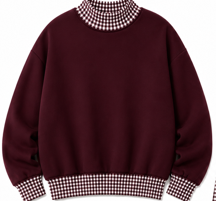 Gingham Mock Neck