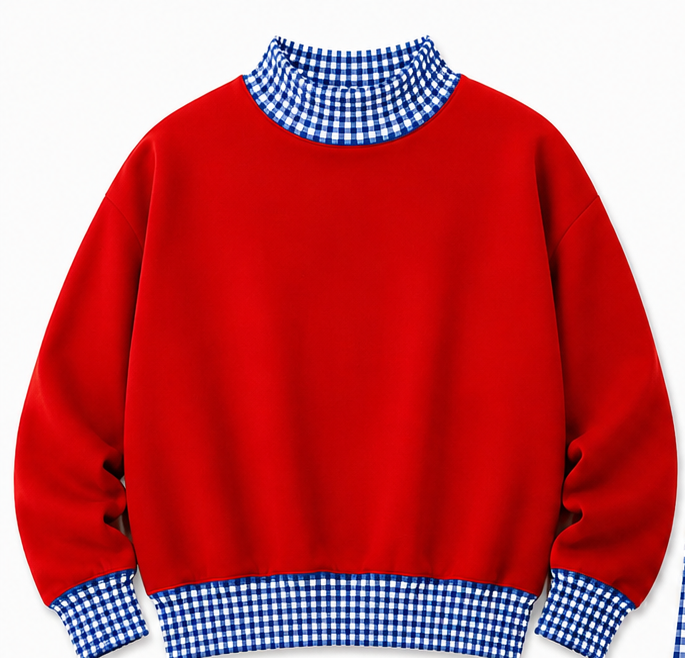 Gingham Mock Neck