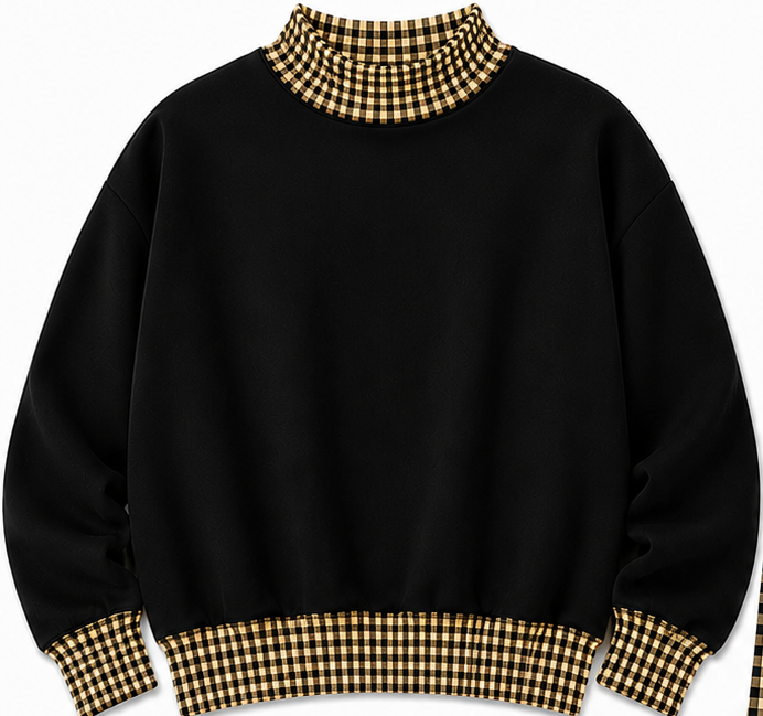 Gingham Mock Neck