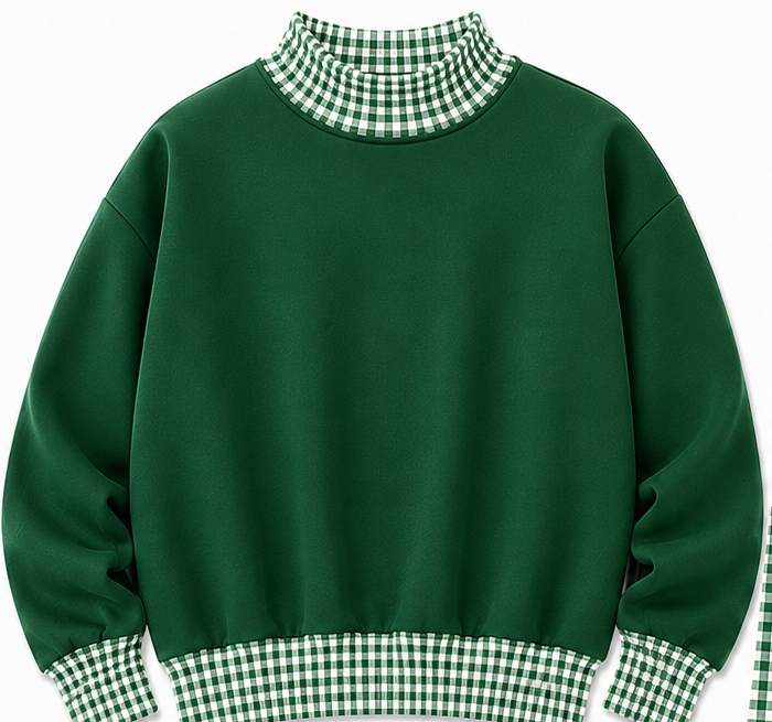 Gingham Mock Neck