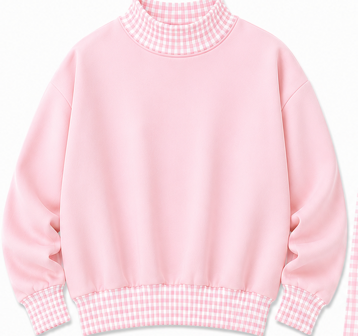 Gingham Mock Neck