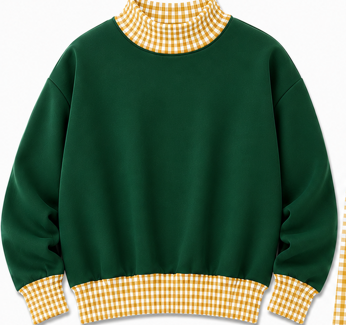 Gingham Mock Neck